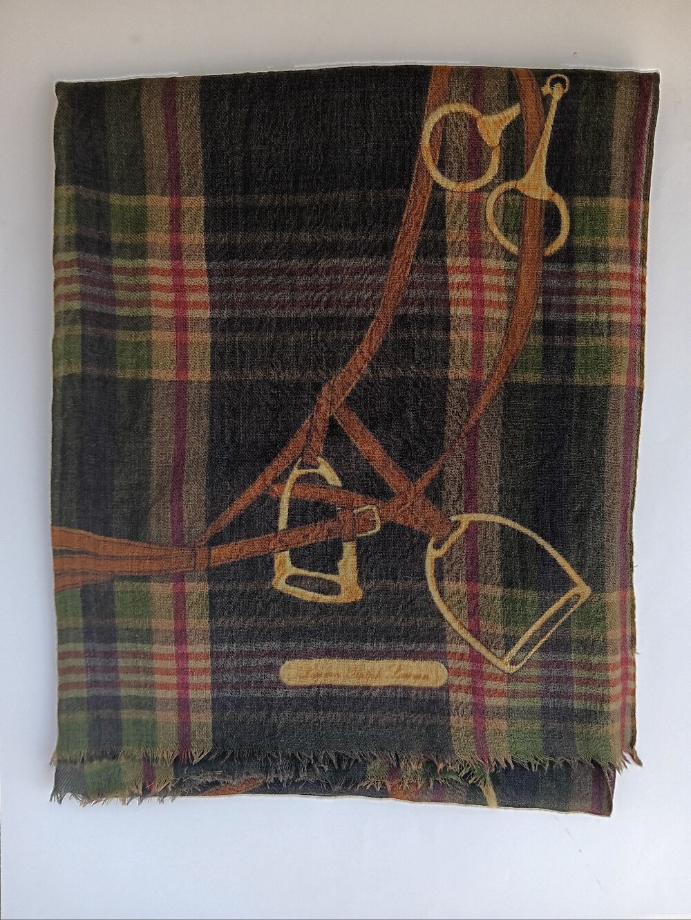 Ralph Lauren LRL Equestrian Horsebit Wool Scarf 26" X 69"